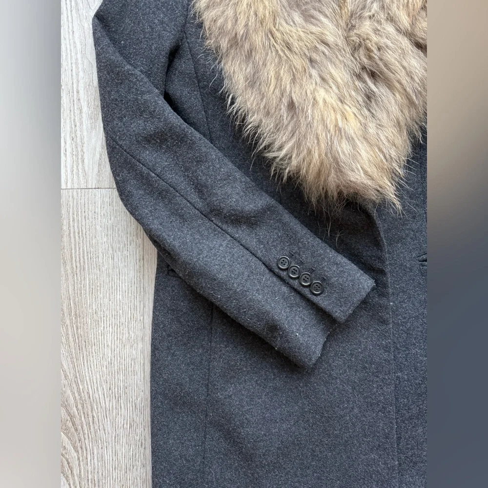 Fur-Trimmed Coat in Dark Gray - Picture 4 of 6